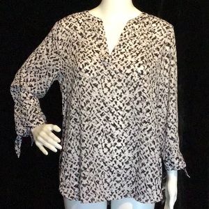 NWT Rebecca Malone Black/Gray Pull-On Blouse